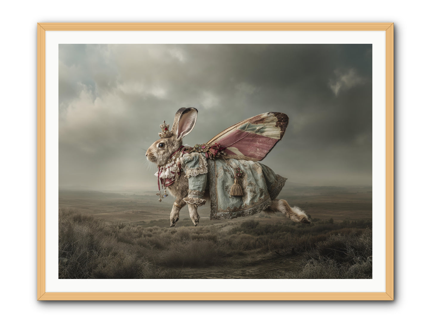 When Petals Fall Upward No.2. -- Framed Print - Natural 48x36