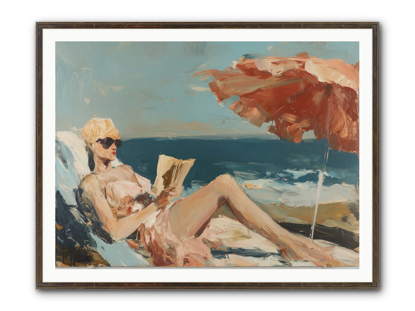 Beach Book Club Framed Print - Slimwoods Black/Gold 48x36