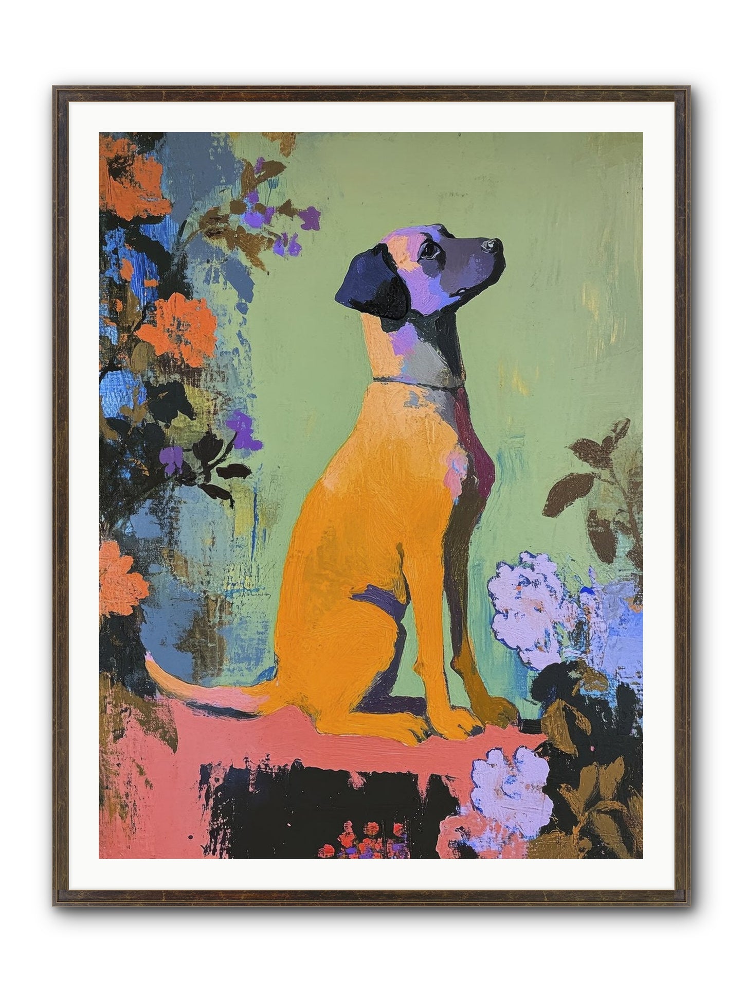 Behind The Honeysuckle Framed Print - Slimwoods Black/Gold 36x48