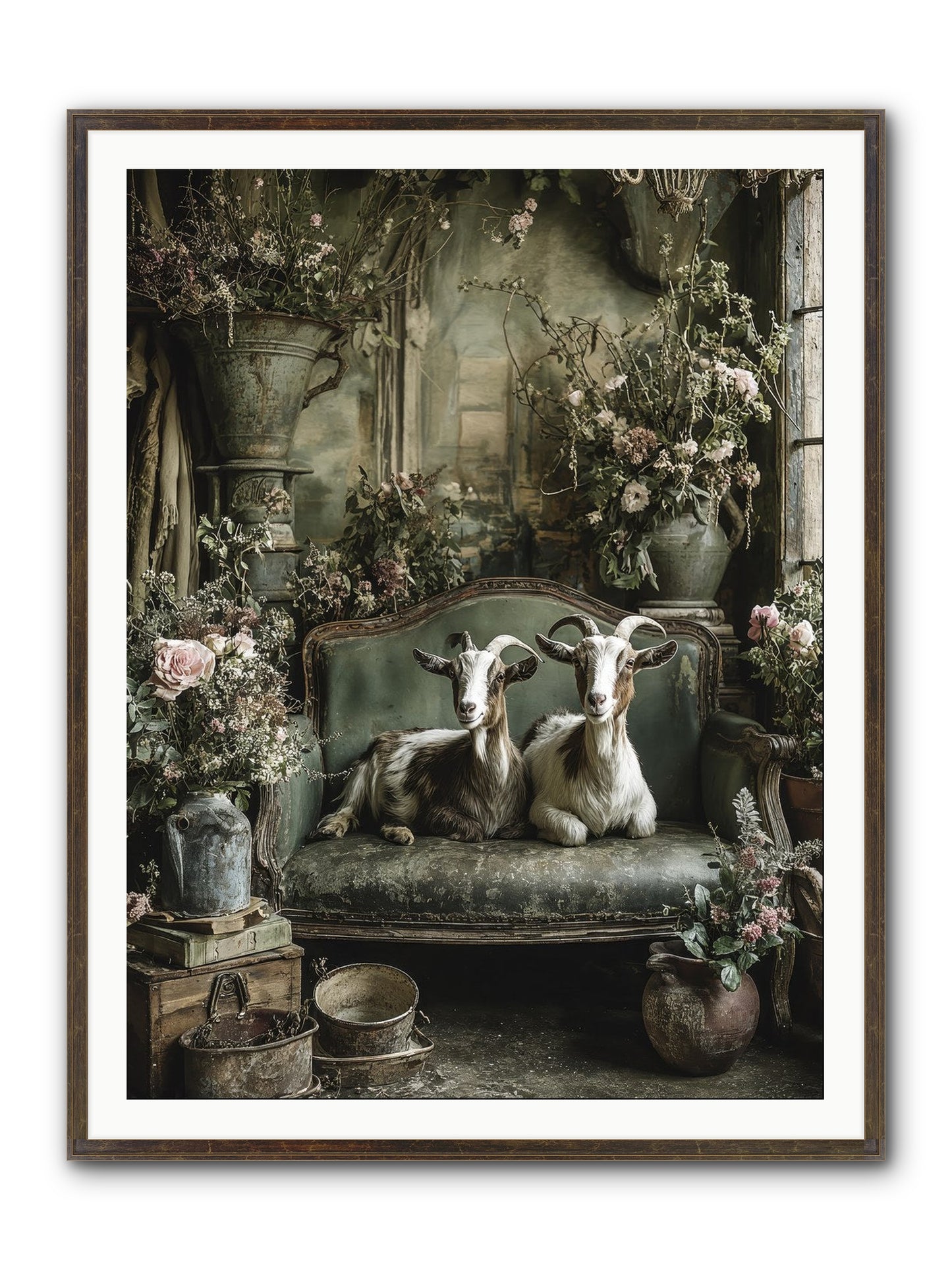 Blooming Hearts Framed Print - Slimwoods Black/Gold 36x48