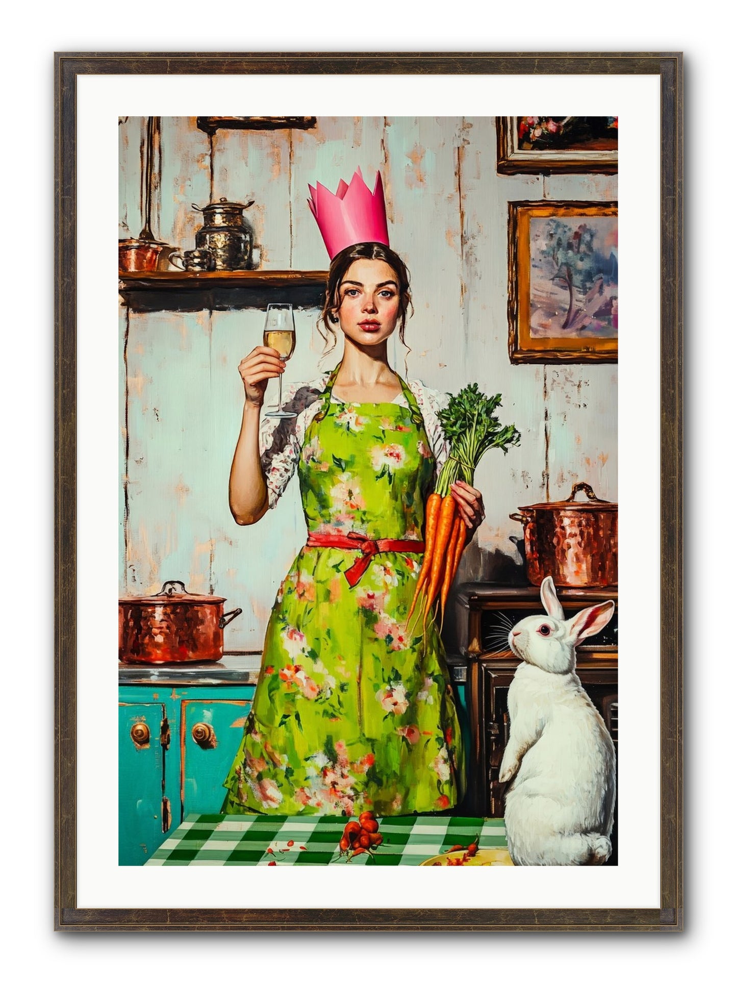 Bouquet Garni & Bunny Framed Print - Slimwoods Black/Gold 24x36