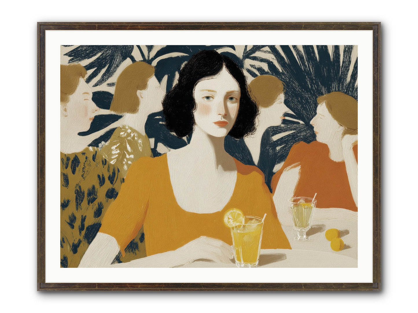 Cocktails In The Conservatory Framed Print - Slimwoods Black/Gold 40x30