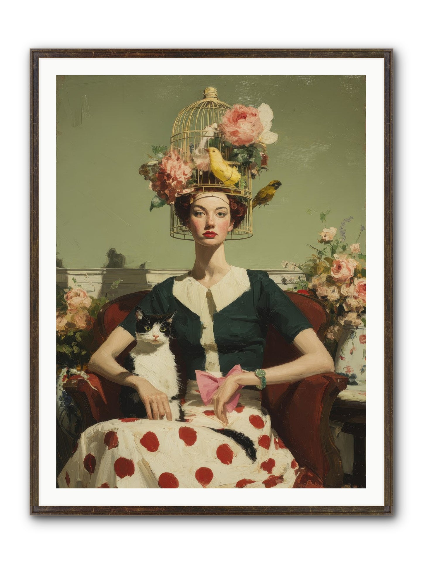 Gardenia & The Telephone Line Framed Print - Slimwoods Black/Gold 36x48