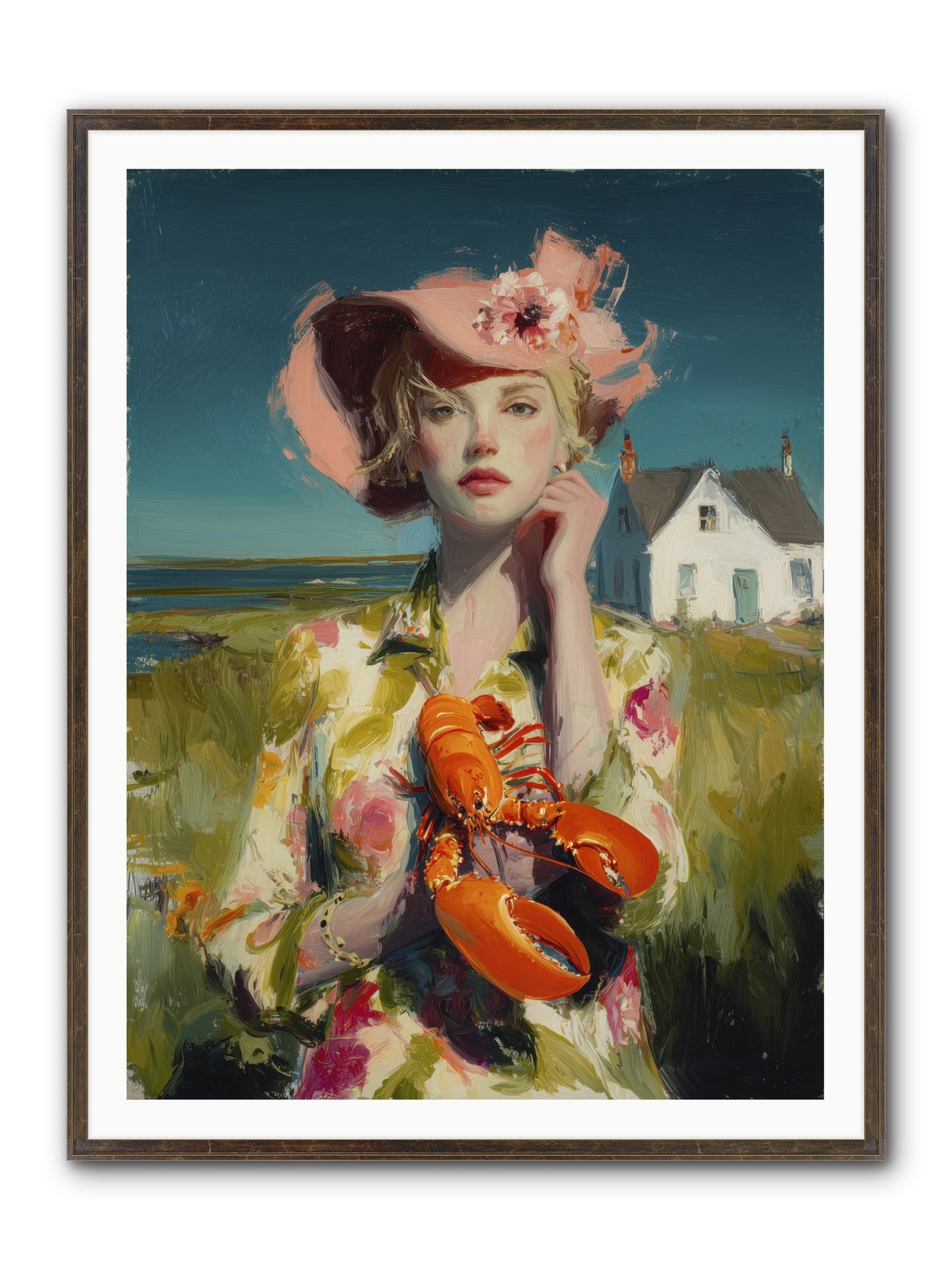 Her Coastal Heart Framed Print - Slimwoods Black/Gold 36x48