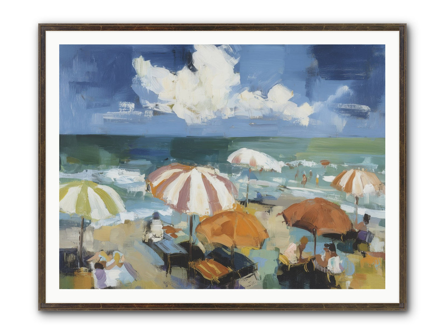 Over Mediterranean Blue Framed Print - Slimwoods Black/Gold 48x36