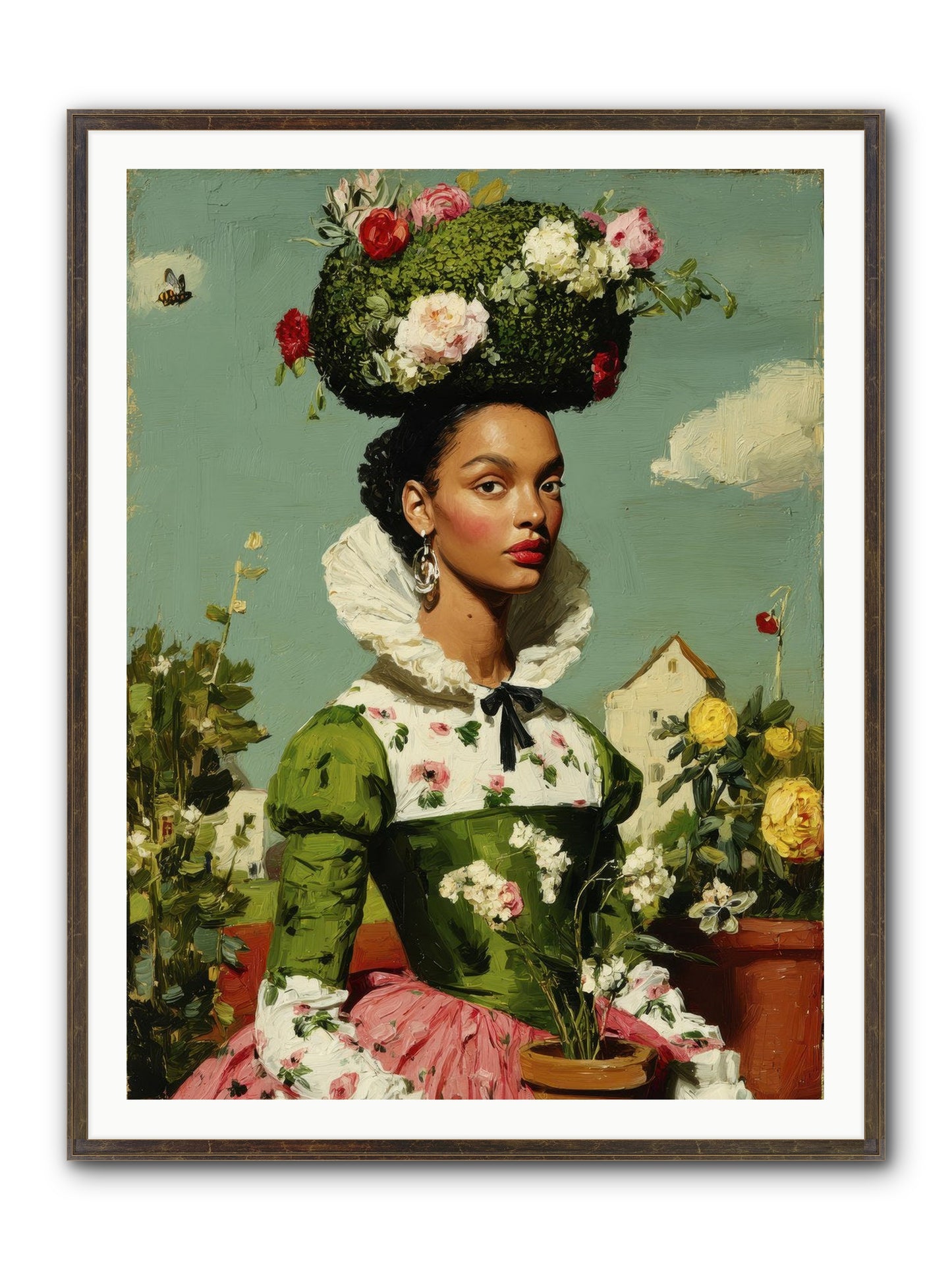 She Wore Her Garden Framed Print - Slimwoods Black/Gold 36x48
