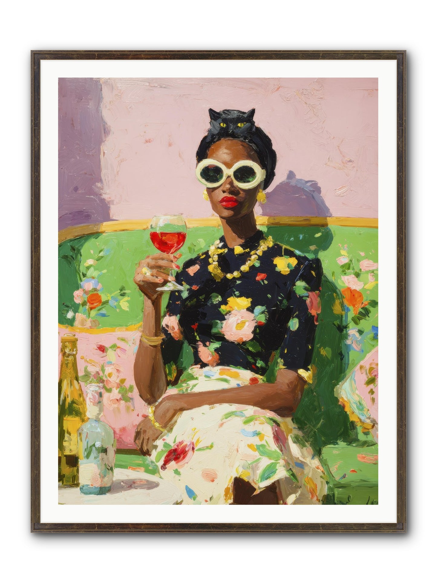 Summer With Her Shadow Framed Print - Slimwoods Black/Gold 36x48