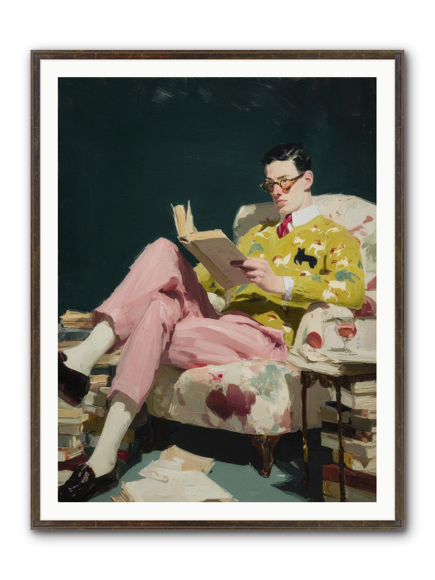 Tea With The Former Heiress Framed Print - Slimwoods Black/Gold 36x48