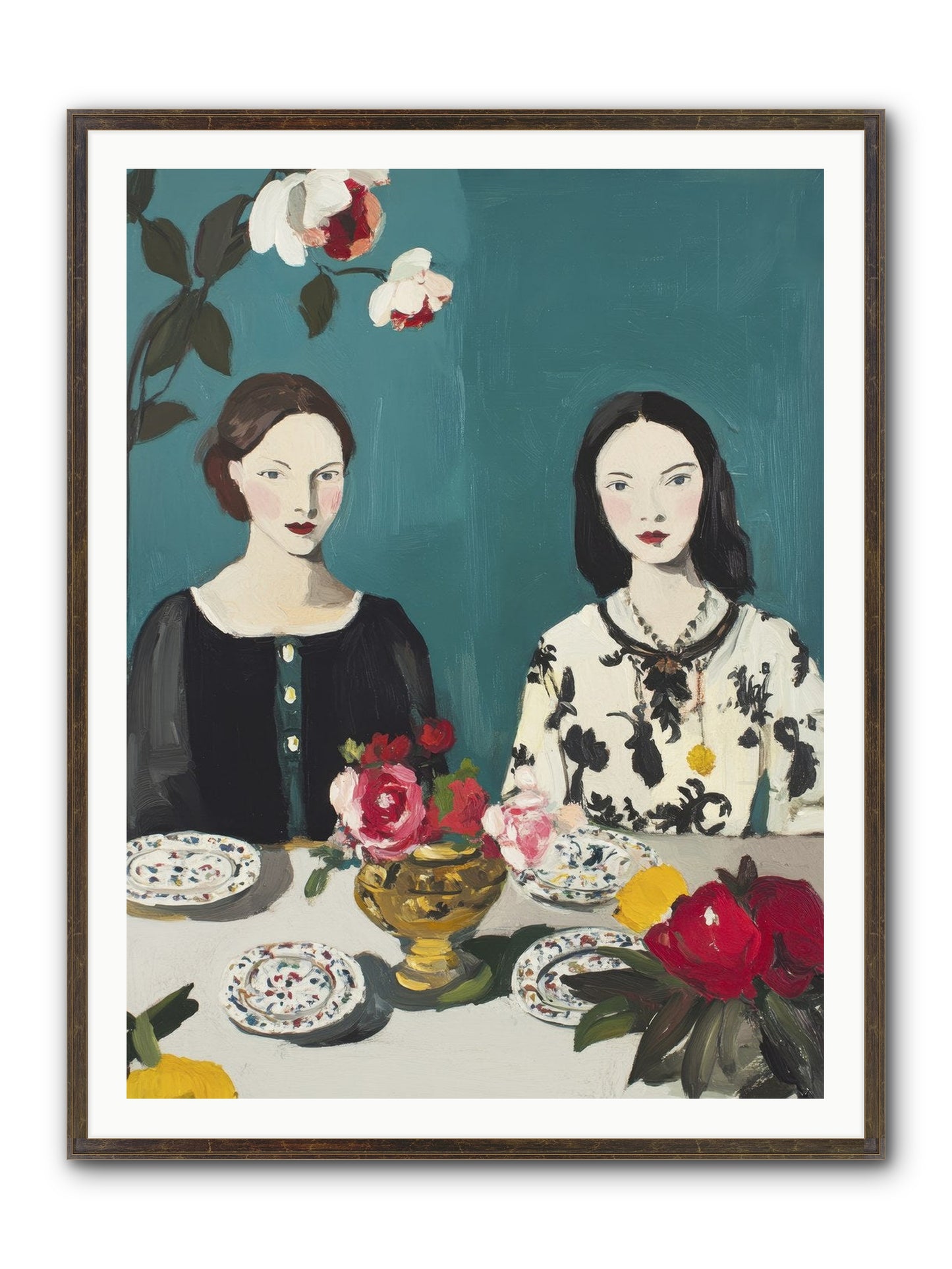 The French Table Framed Print - Slimwoods Black/Gold 36x48