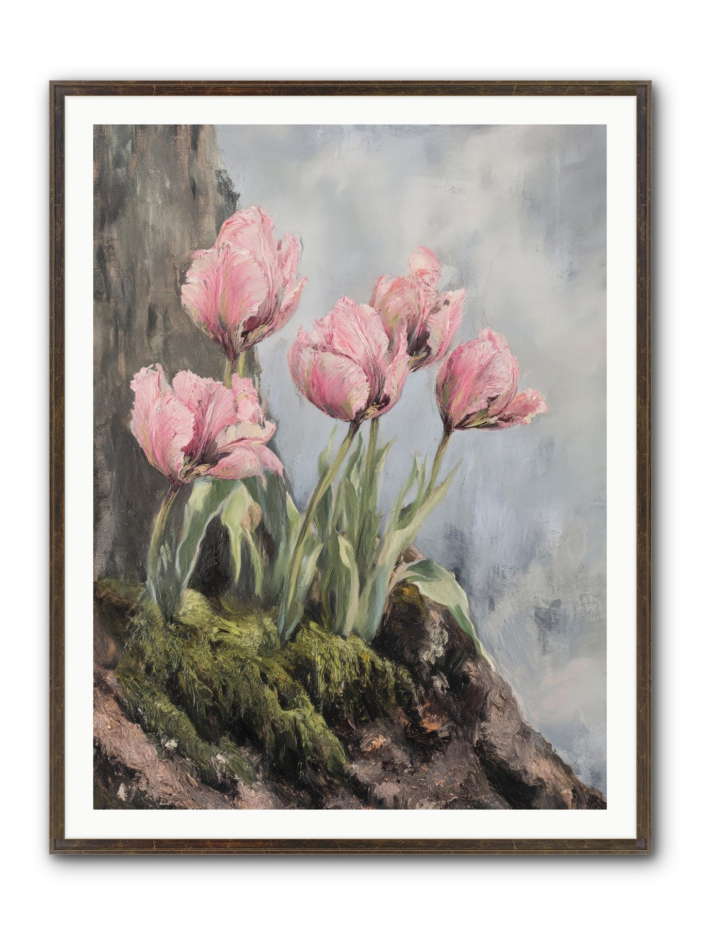 Wild Tulip Tales Framed Print - Slimwoods Black/Gold 36x48