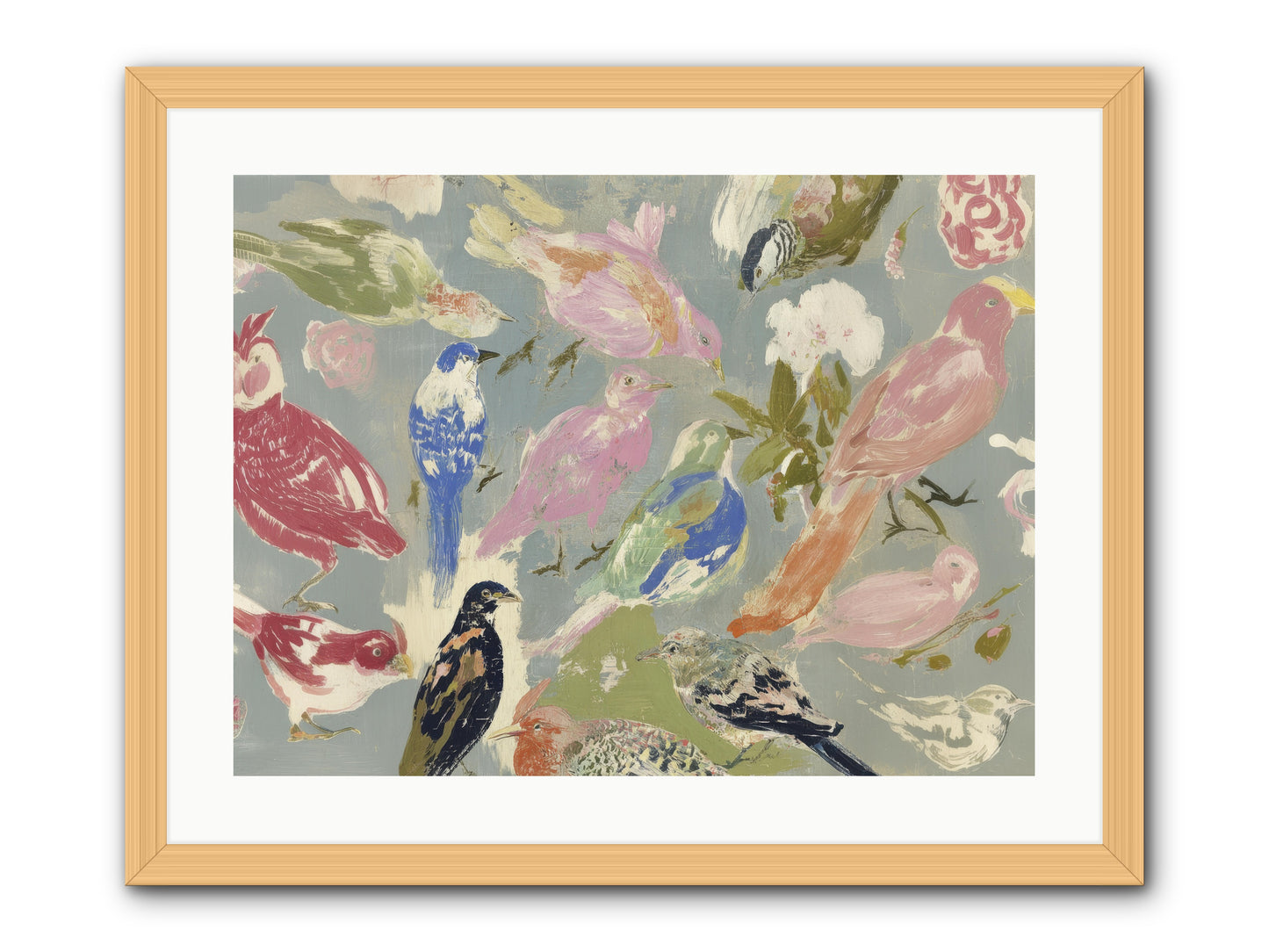 A Masquerade of Porcelain Guests -- Framed Print - Natural 24x18