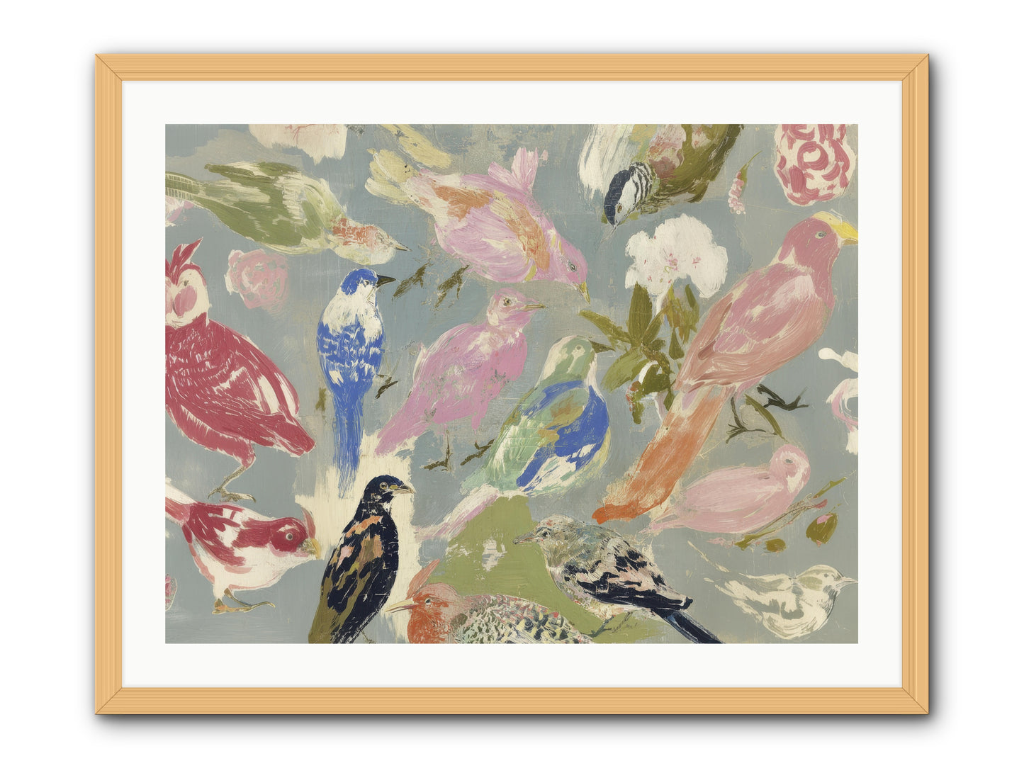 A Masquerade of Porcelain Guests -- Framed Print - Natural 32x24