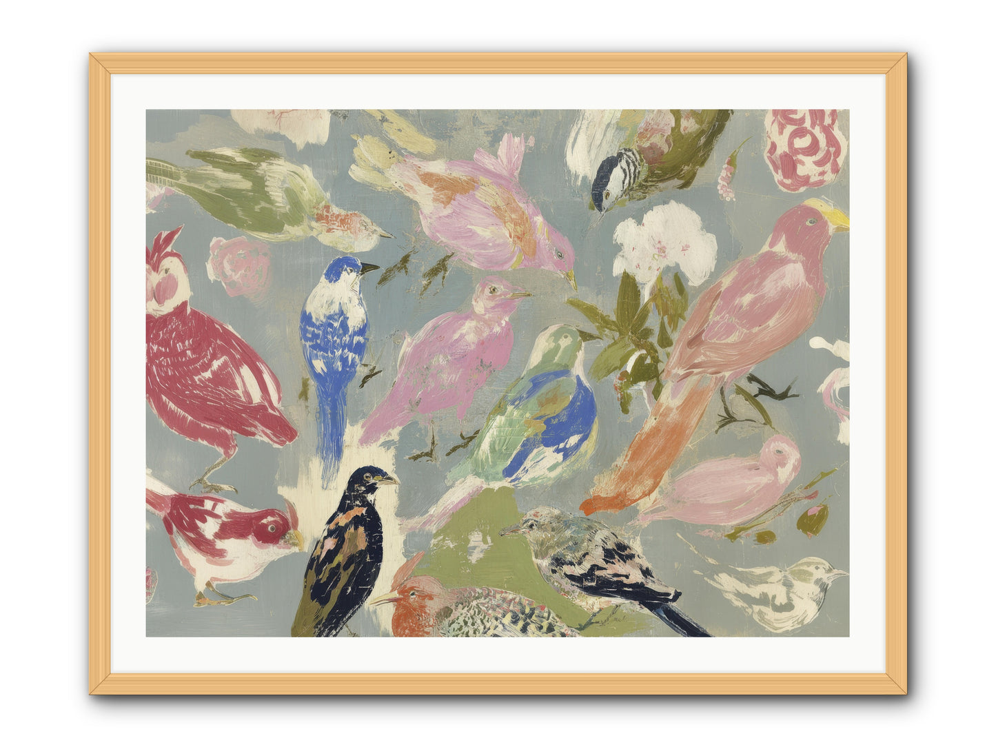 A Masquerade of Porcelain Guests -- Framed Print - Natural 40x30