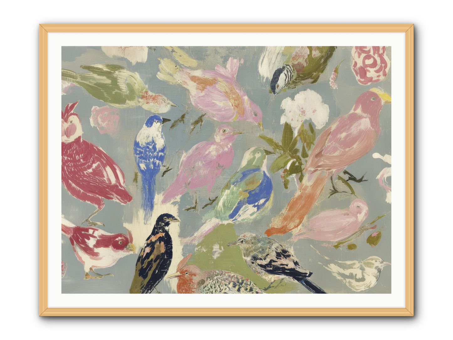 A Masquerade of Porcelain Guests -- Framed Print - Natural 48x36
