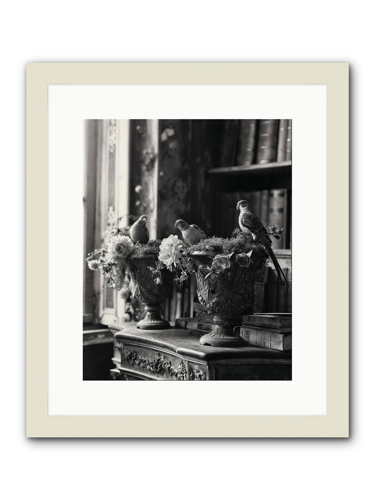 A Moody Repartee -- Framed Print - White 12x15
