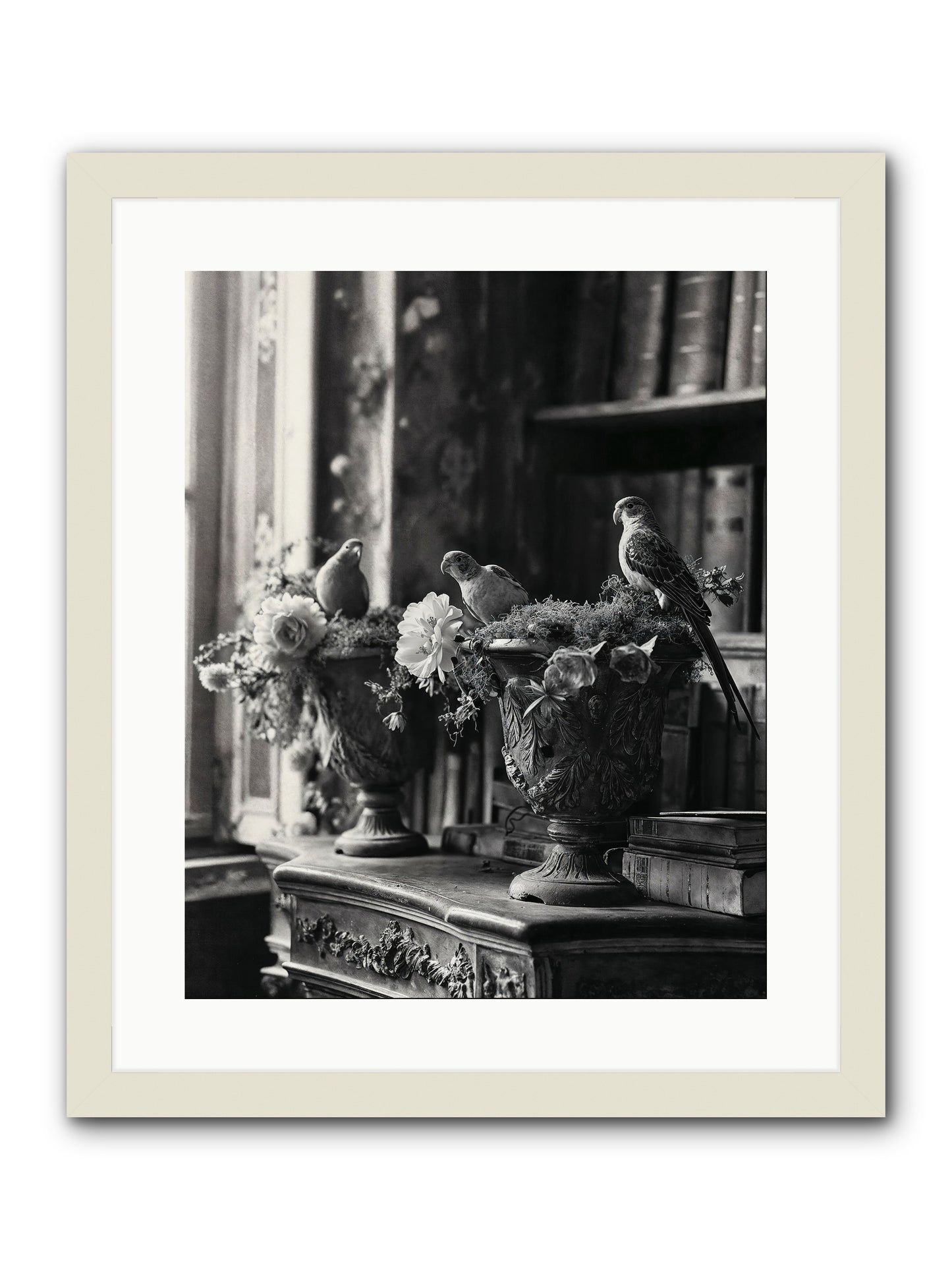 A Moody Repartee -- Framed Print - White 16x20