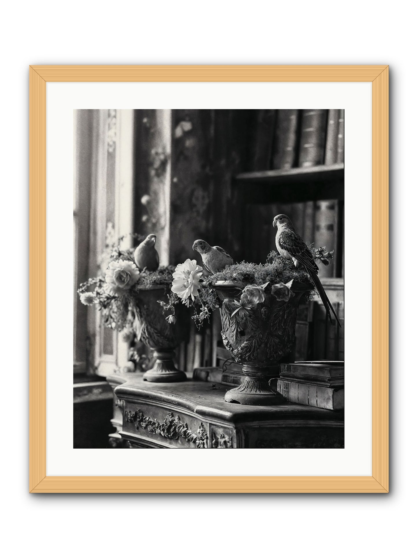 A Moody Repartee -- Framed Print - Natural 20x25