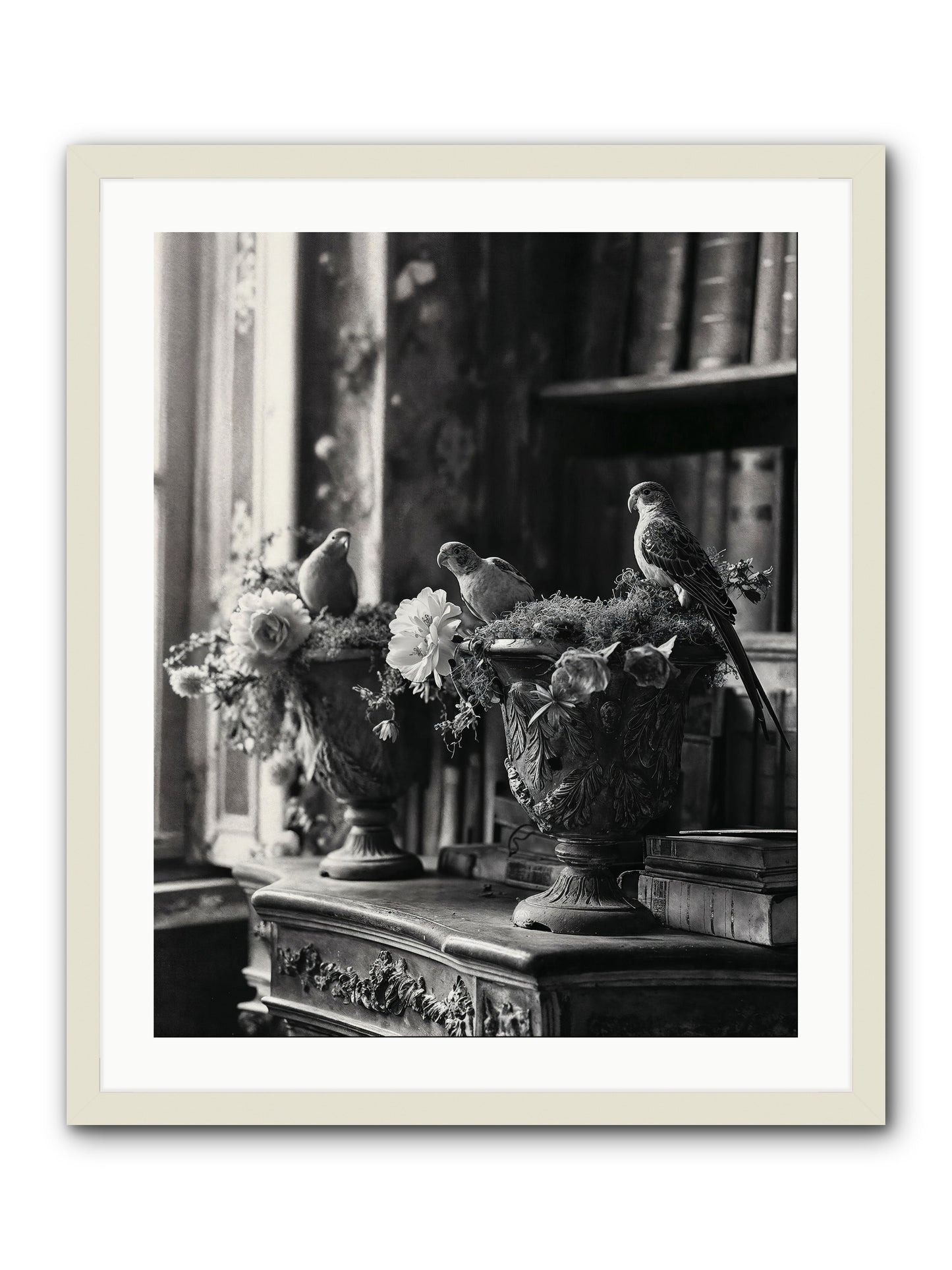 A Moody Repartee -- Framed Print - White 24x30