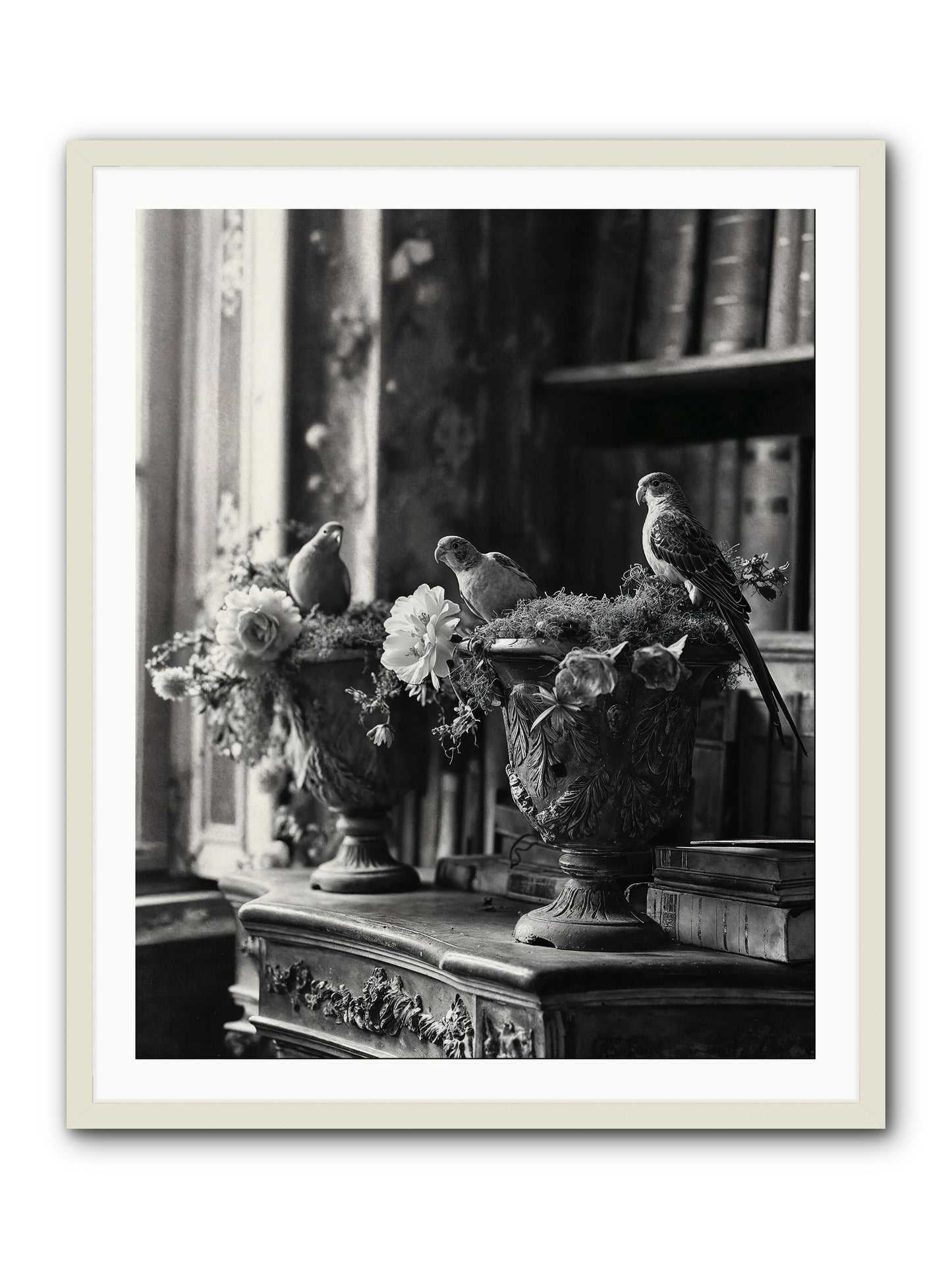 A Moody Repartee -- Framed Print - White 32x40