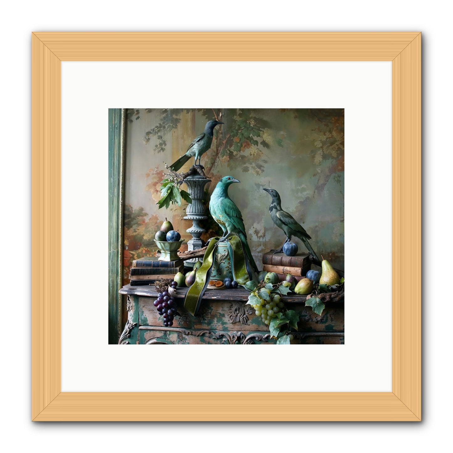 A Parliament Of Feathers -- Framed Print - Natural 10x10