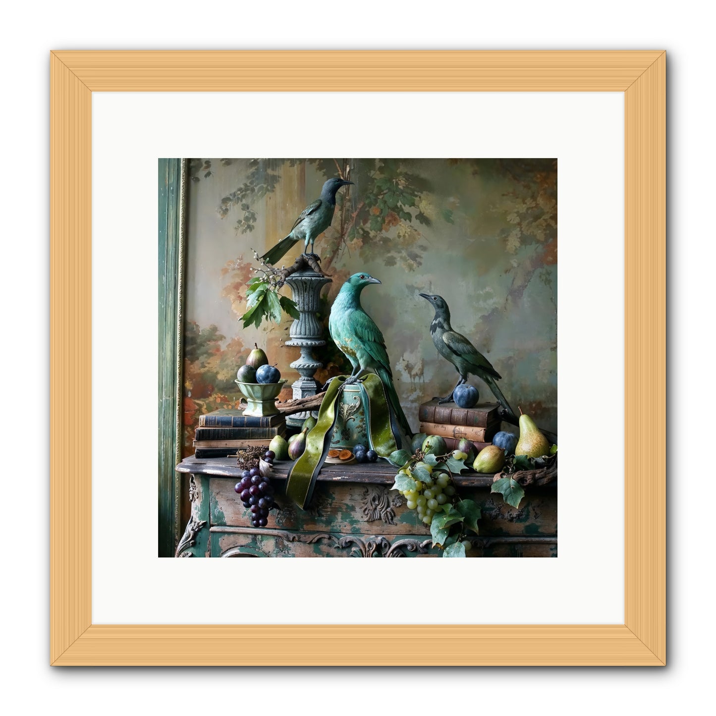A Parliament Of Feathers -- Framed Print - Natural 12x12