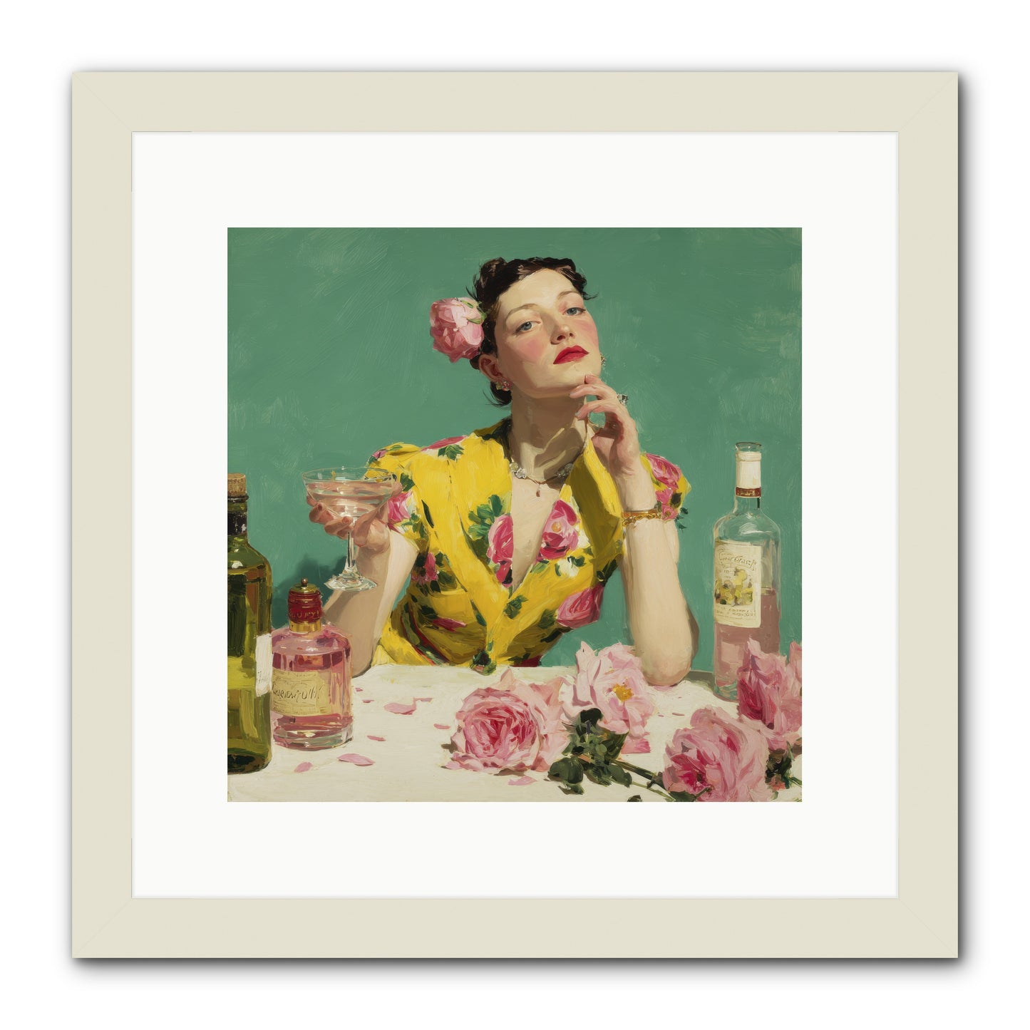 A Promise in Cherry and Cream -- Framed Print - White 12x12