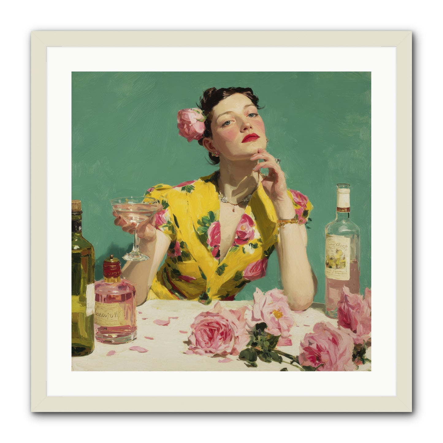 A Promise in Cherry and Cream -- Framed Print - White 24x24