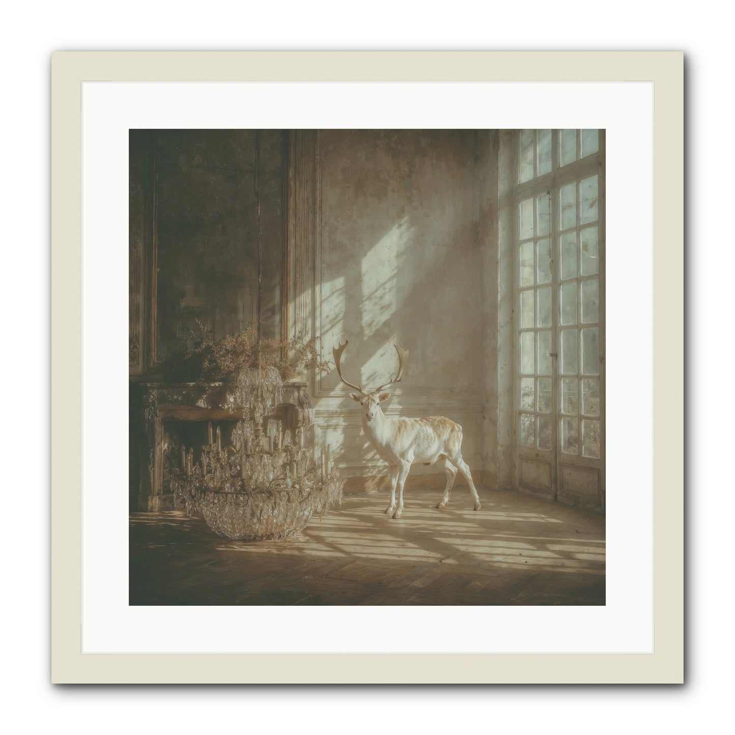 A Season Spilled in Gold -- Framed Print - White 20x20