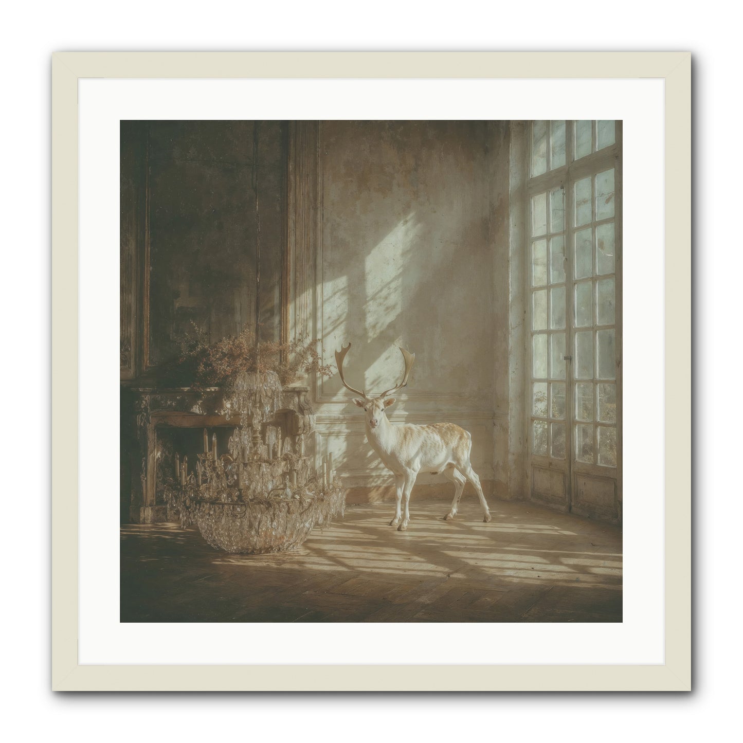 A Season Spilled in Gold -- Framed Print - White 24x24
