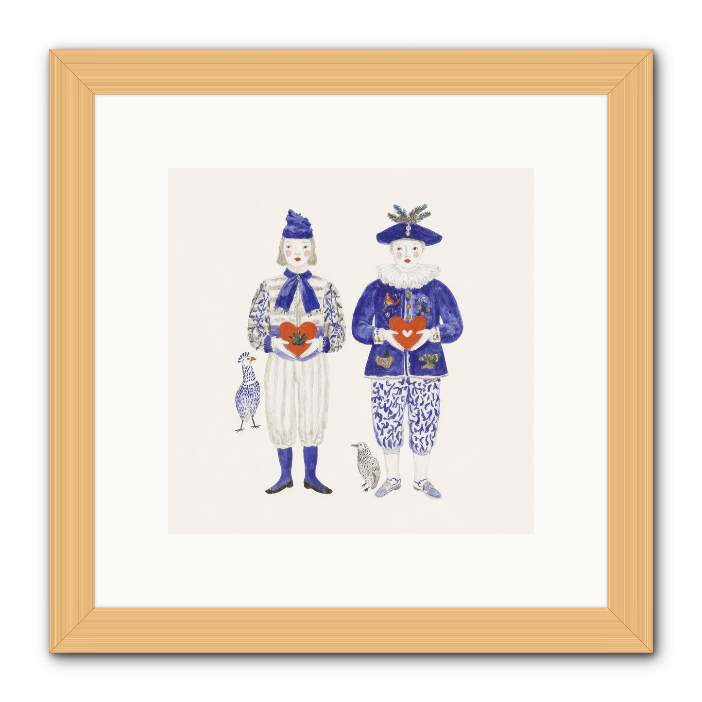 A Study In Kindred Hearts -- Framed Print - Natural 10x10