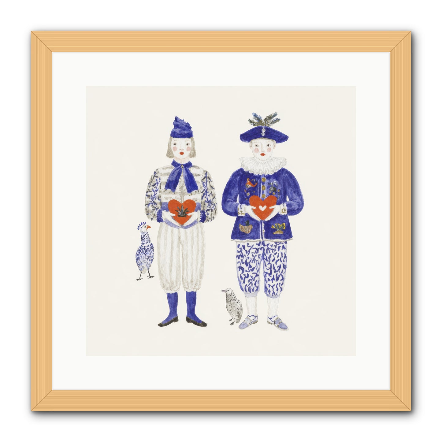 A Study In Kindred Hearts -- Framed Print - Natural 16x16