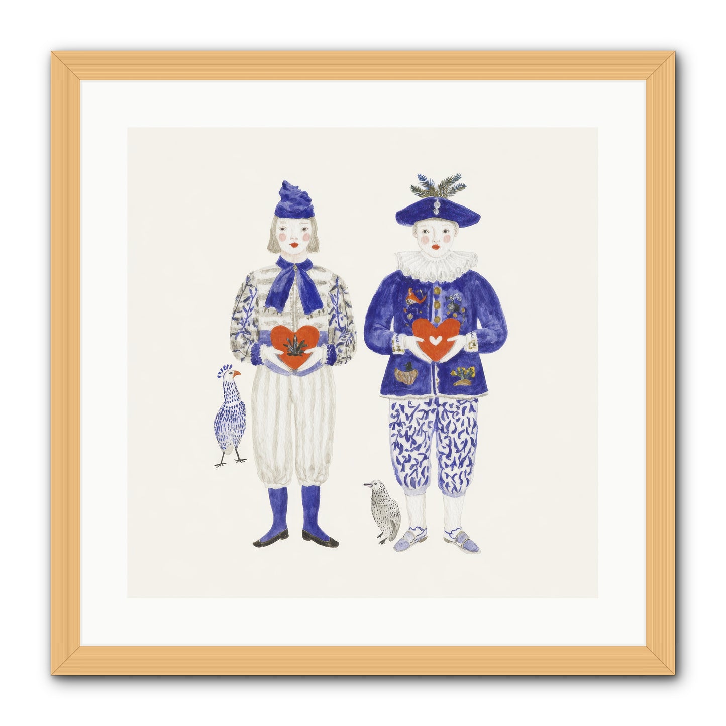 A Study In Kindred Hearts -- Framed Print - Natural 20x20