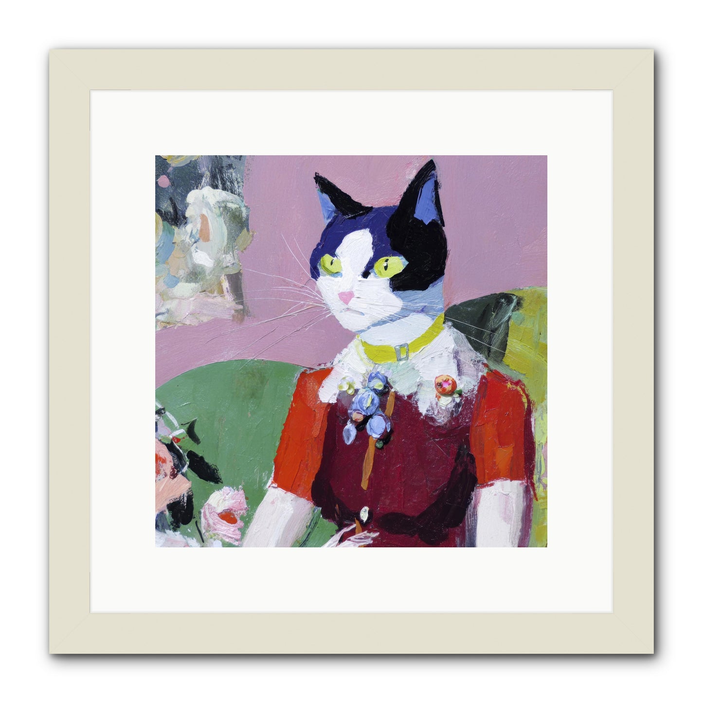A Study in Elegant Composure -- Framed Print - White 12x12