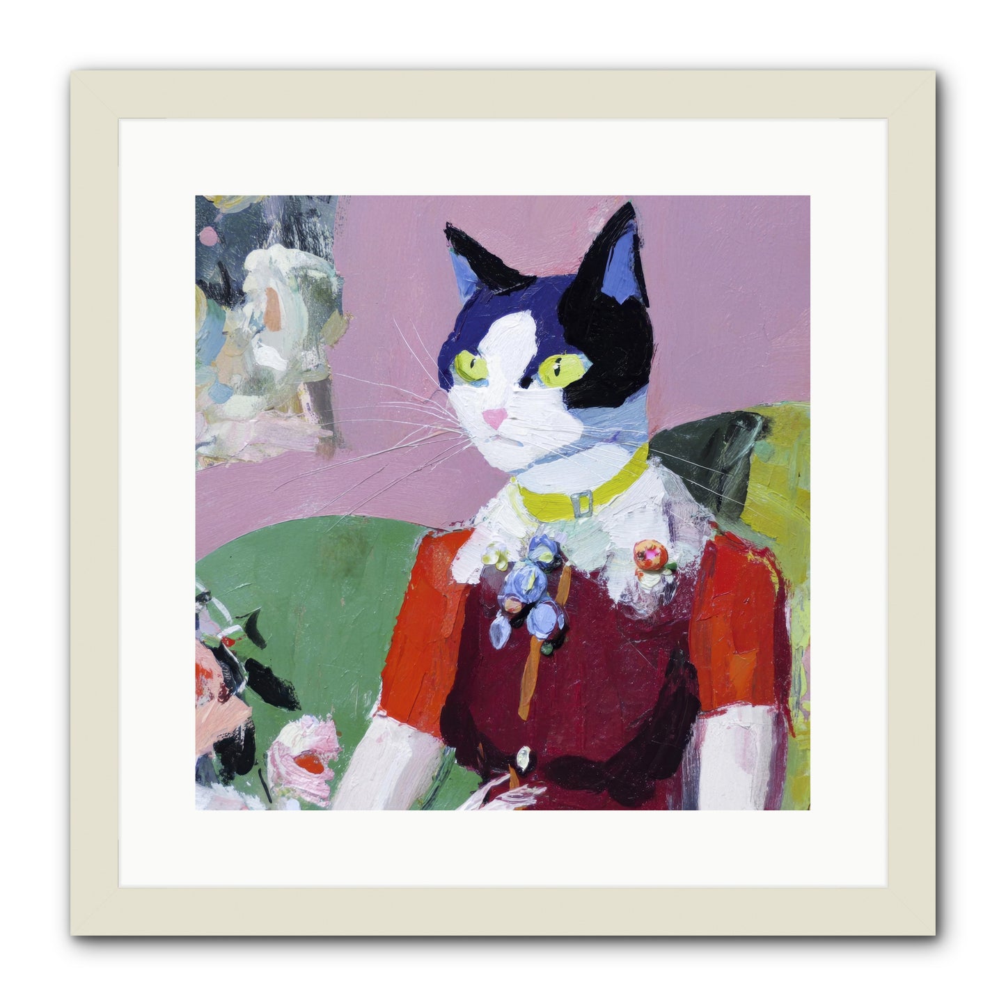 A Study in Elegant Composure -- Framed Print - White 16x16