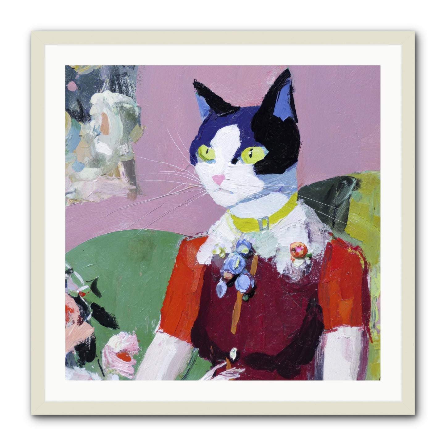 A Study in Elegant Composure -- Framed Print - White 30x30