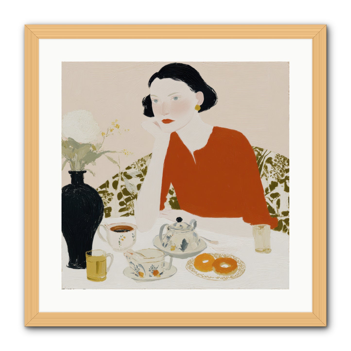 A Study in Simple Pleasure -- Framed Print - Natural 20x20