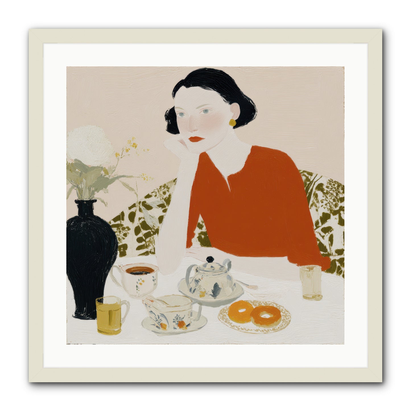 A Study in Simple Pleasure -- Framed Print - White 24x24
