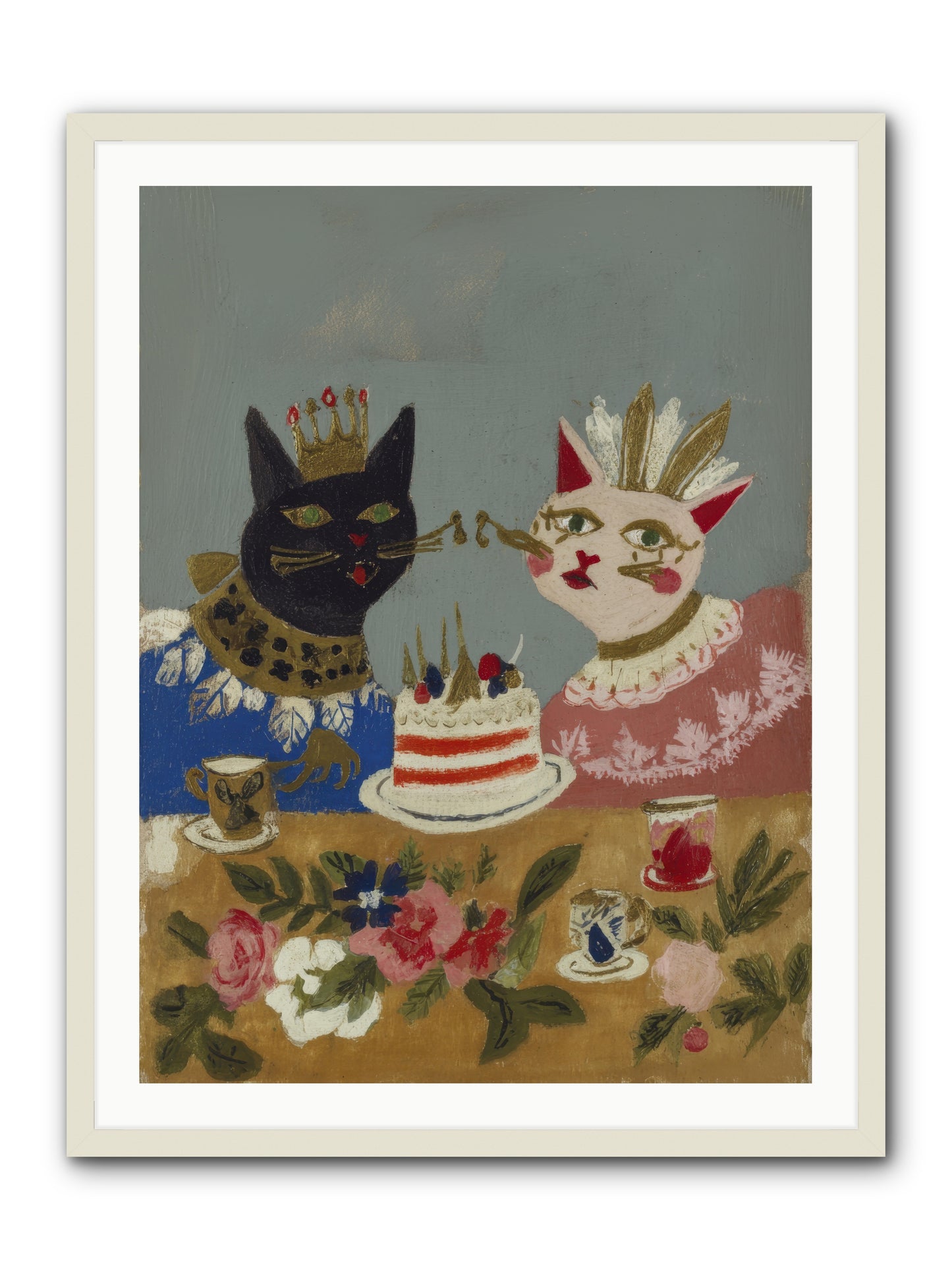 A Table Set For One More -- Framed Print - White 30x40