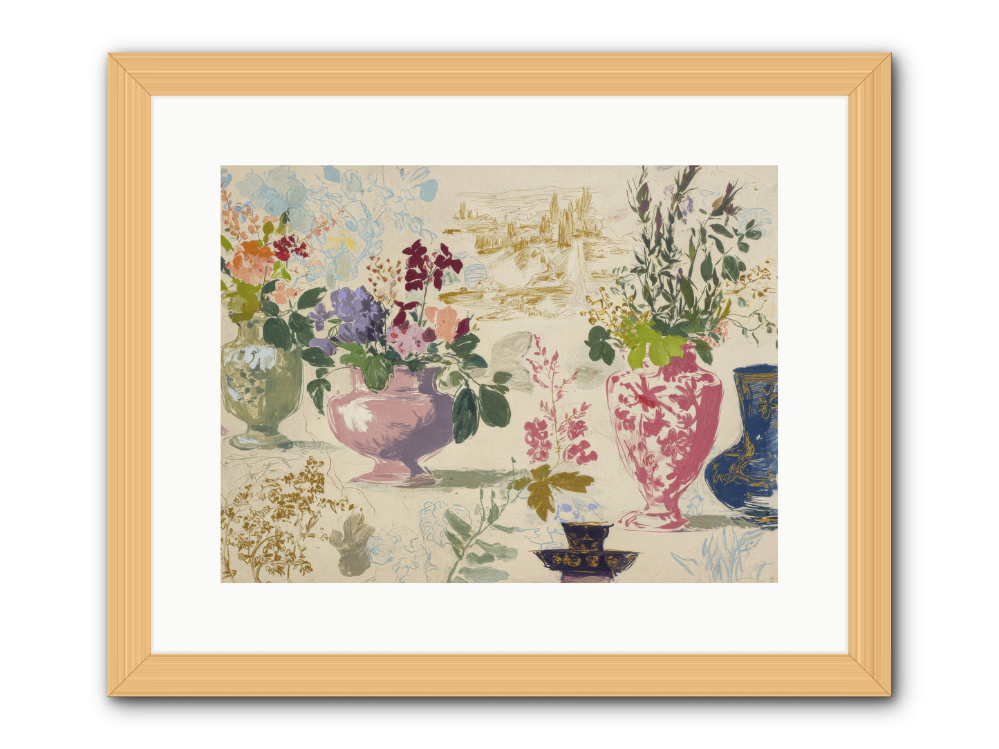A Theory of Teacups -- Framed Print - Natural 16x12