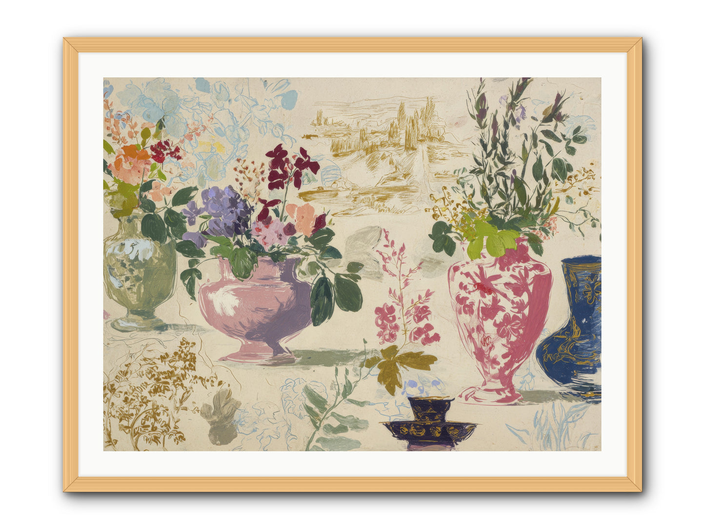 A Theory of Teacups -- Framed Print - Natural 40x30