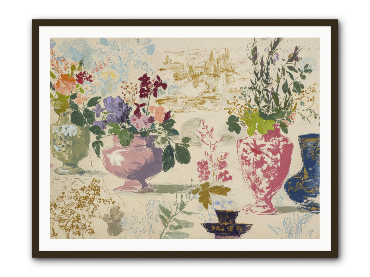 A Theory of Teacups -- Framed Print - Black 48x36