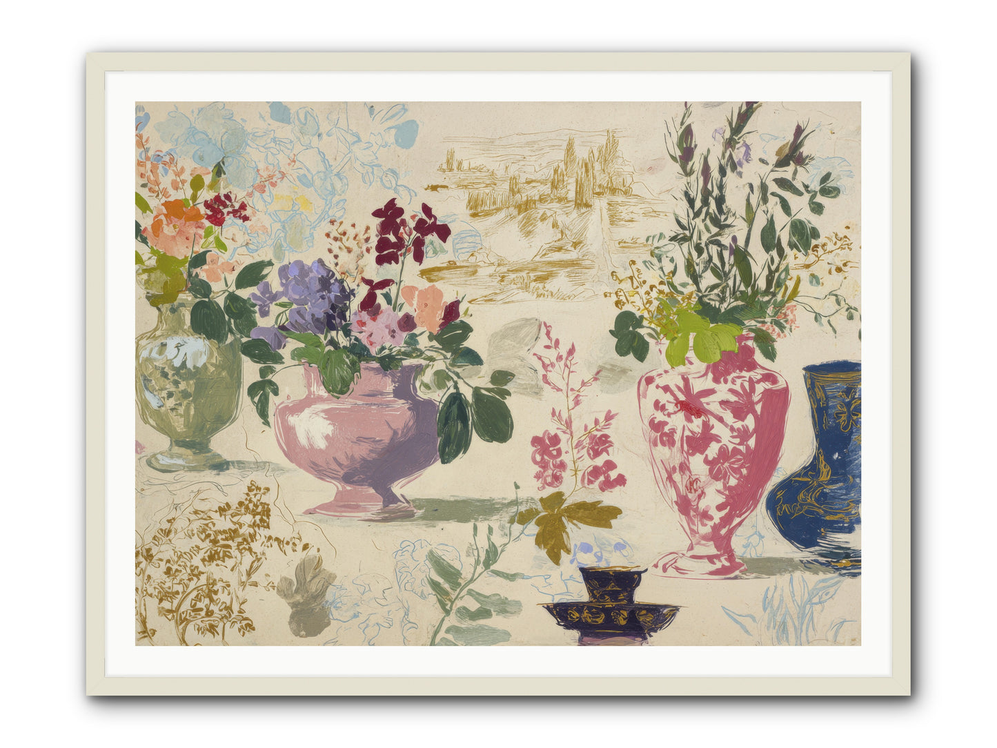 A Theory of Teacups -- Framed Print - White 48x36