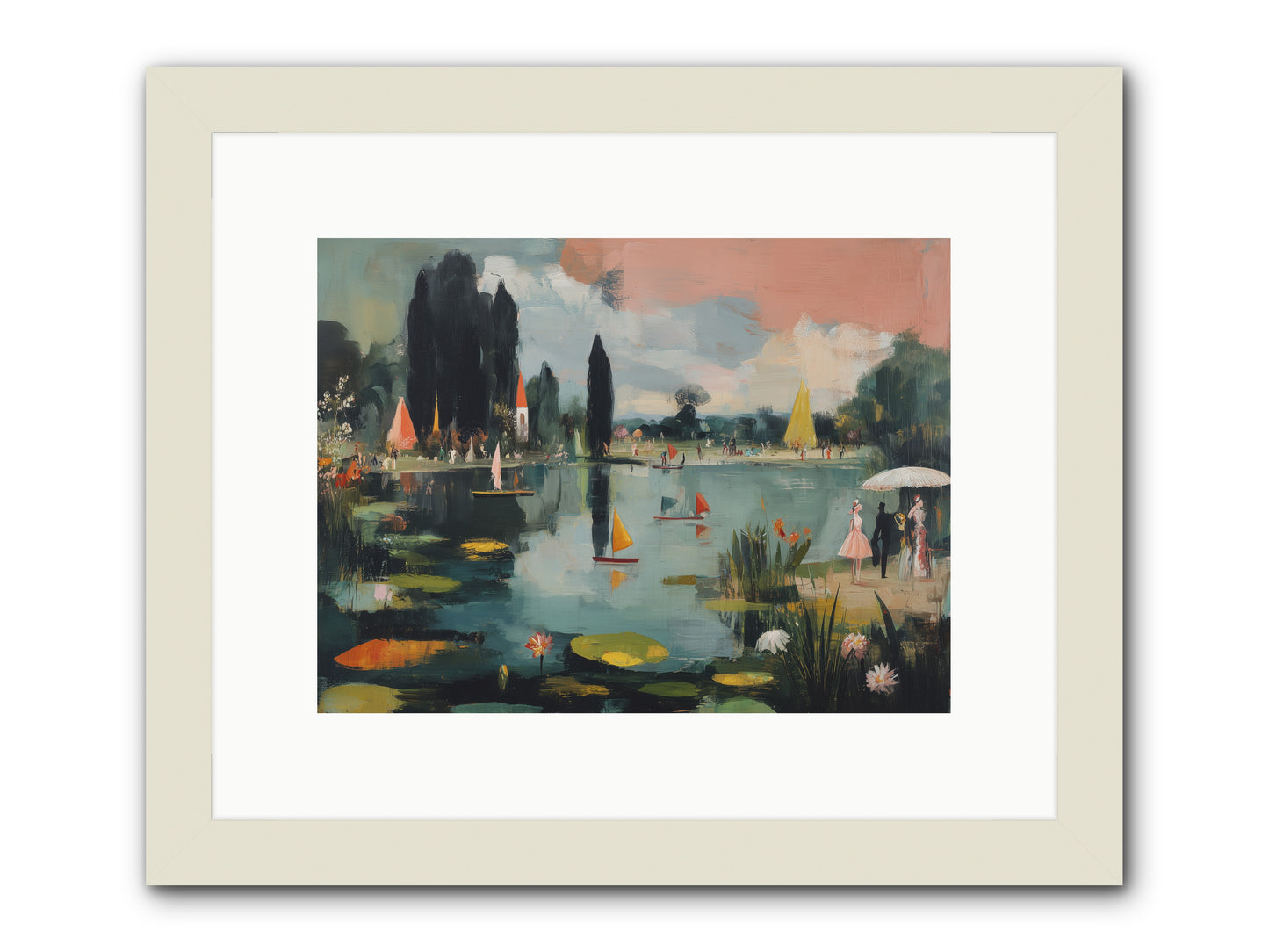 Across Still Waters -- Framed Print - White 12x9