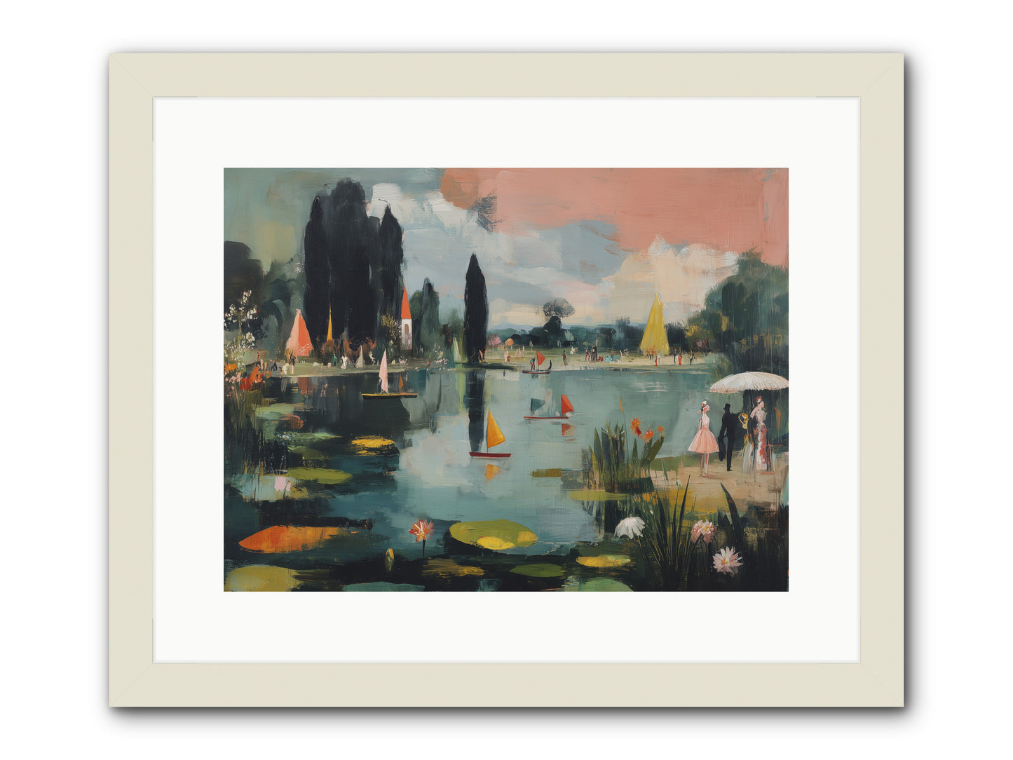 Across Still Waters -- Framed Print - White 16x12
