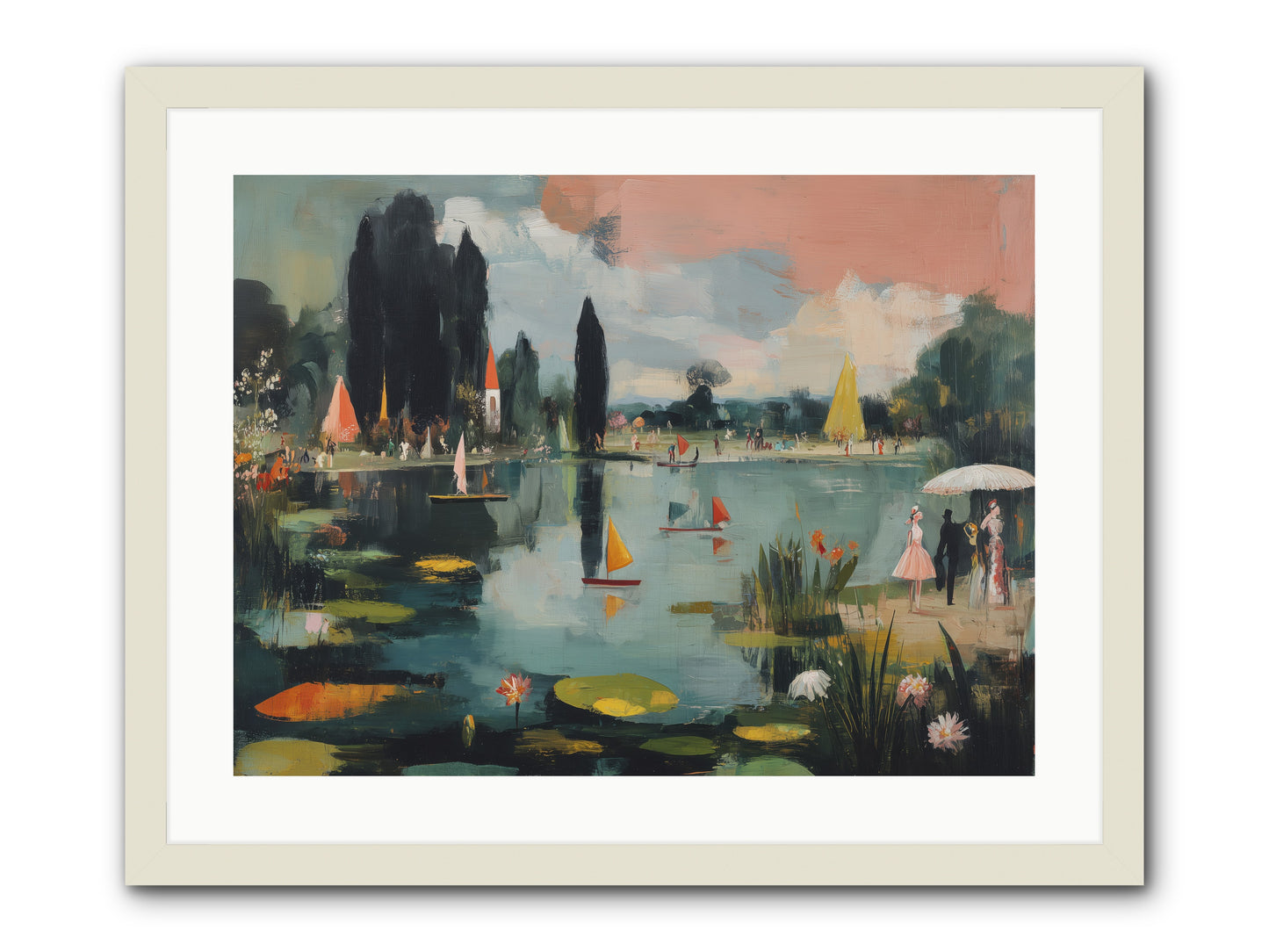 Across Still Waters -- Framed Print - White 24x18