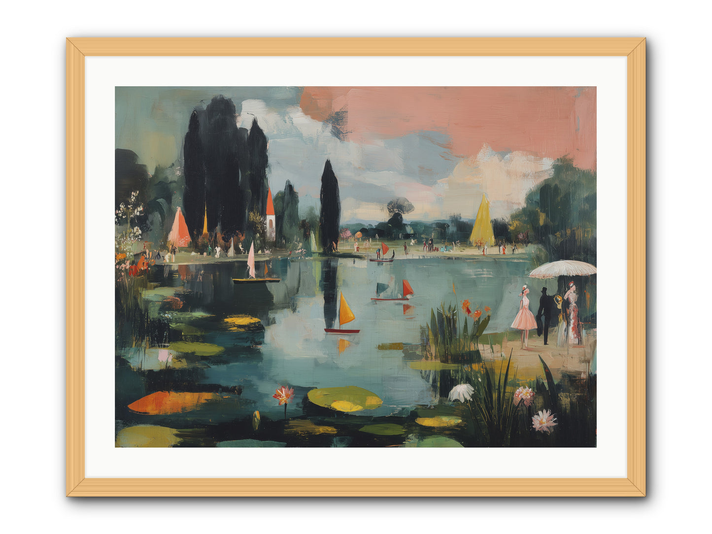 Across Still Waters -- Framed Print - Natural 32x24