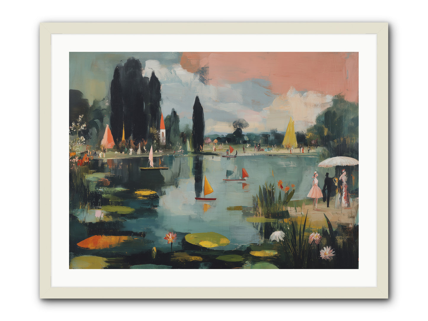 Across Still Waters -- Framed Print - White 32x24