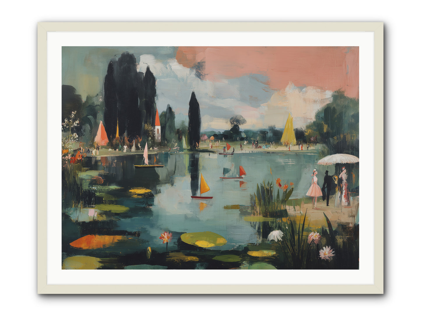 Across Still Waters -- Framed Print - White 40x30