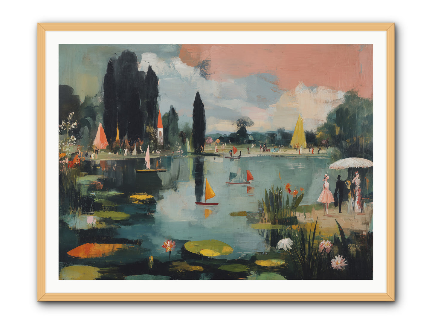 Across Still Waters -- Framed Print - Natural 48x36