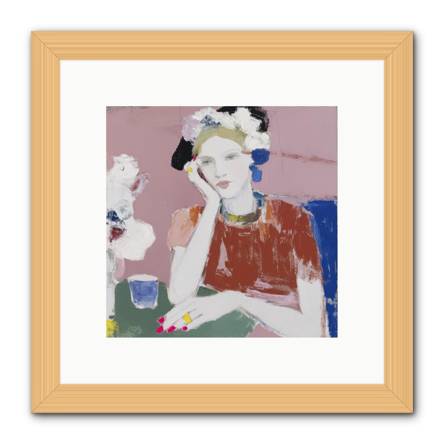Afternoon at the Club -- Framed Print - Natural 10x10
